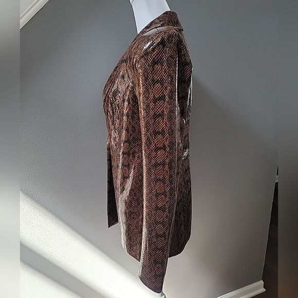 $99 Revolve Danielle Bernstein Faux-Snakeskin Blazer Brown Size XS Sleek - Picture 4 of 7